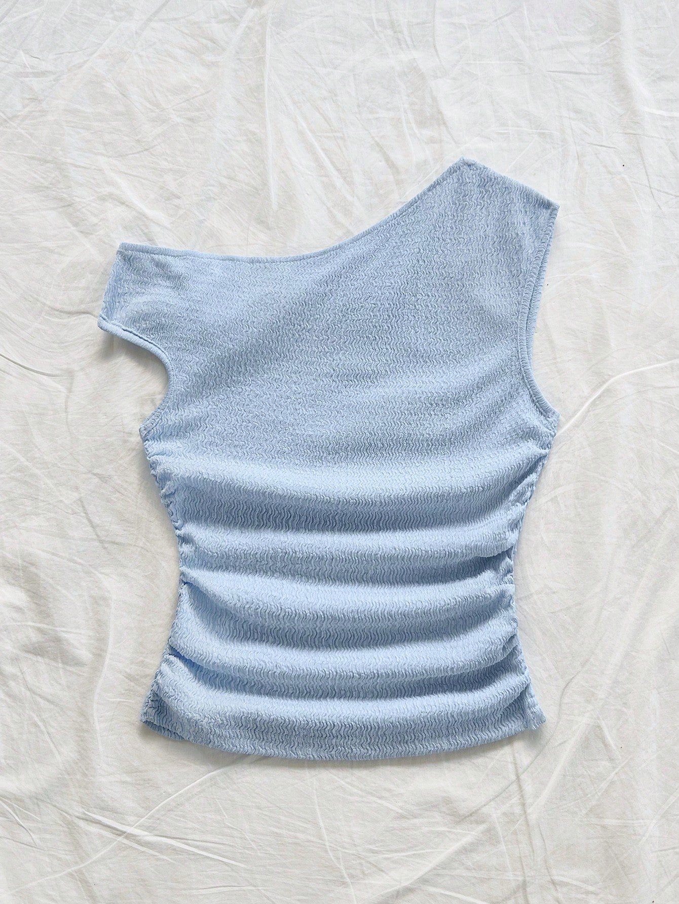 Top corto ajustado de cuello asimétrico con estampado floral 3D - Imagen 2