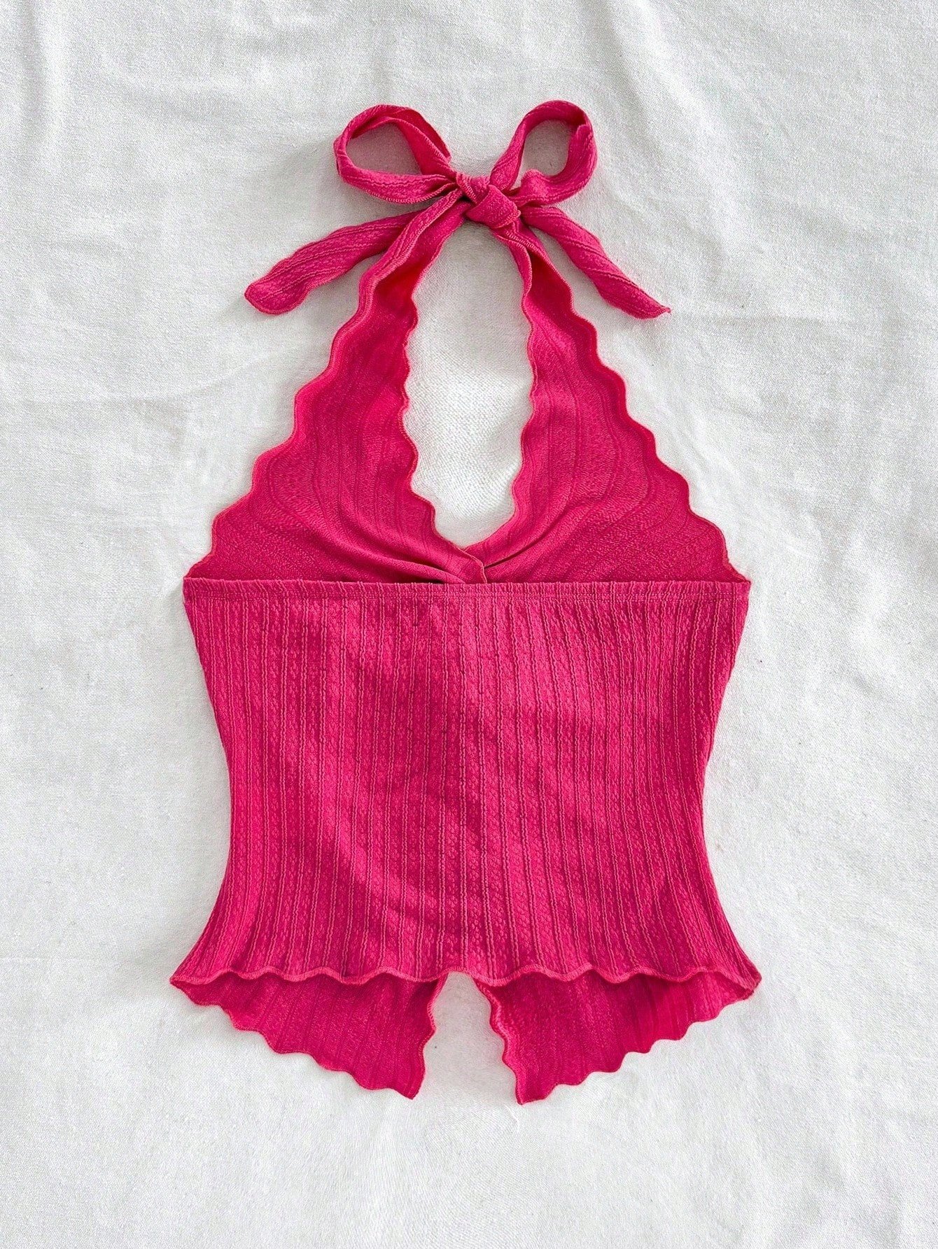 Camiseta sin tirantes sexy y con estilo, con nudo, bajo con abertura y espalda abierta - Imagen 2