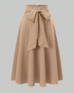 Falda larga elegante de unicolor con cintura fruncida