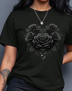 Camiseta de mujer de manga corta con cuello redondo y estampado floral