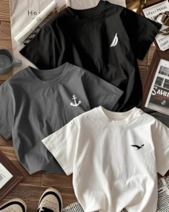 Camiseta de manga corta de cuello redondo con estampado casual