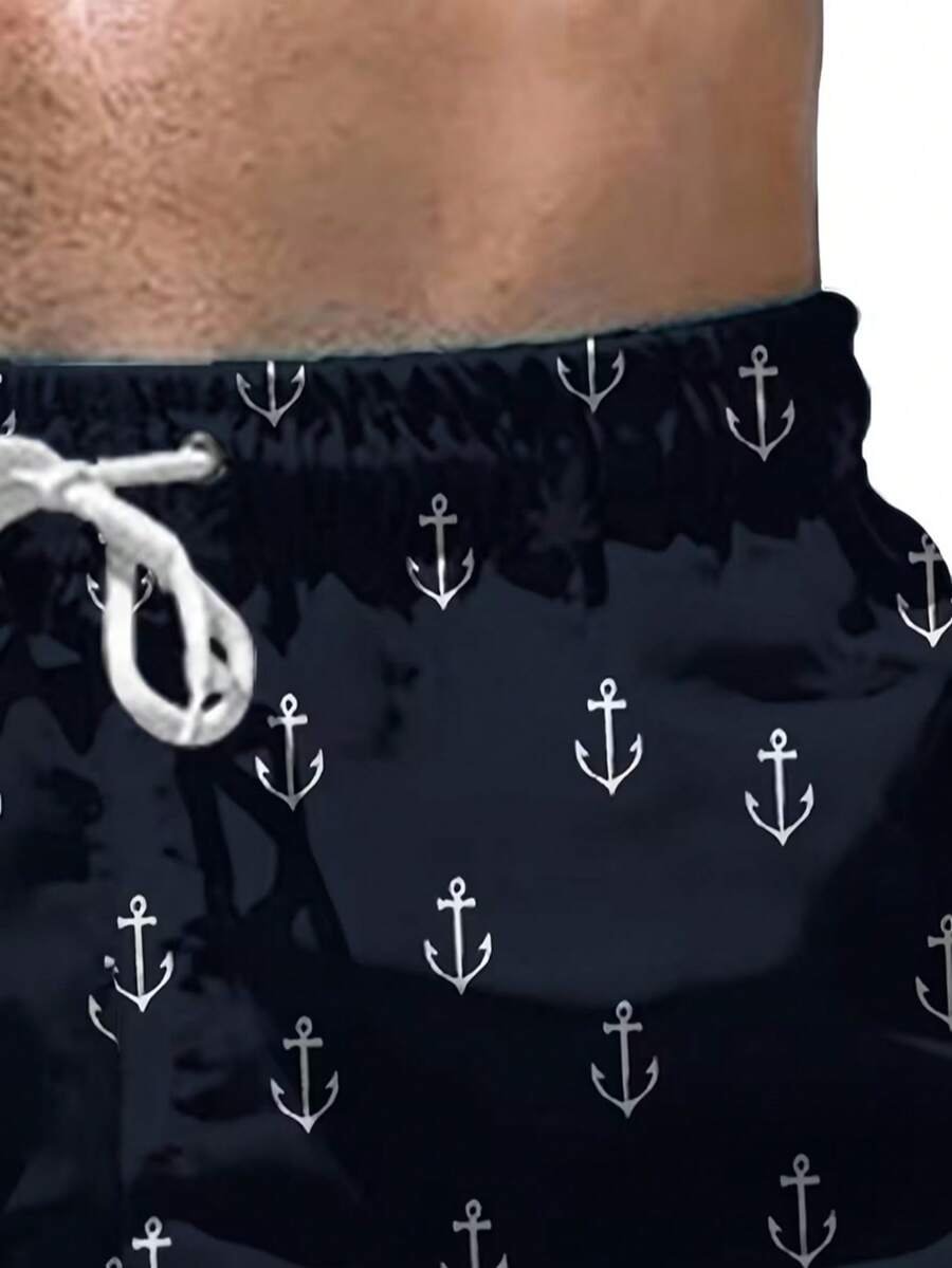 Pantalones cortos de playa con cordón y estampado de ancla - Imagen 3