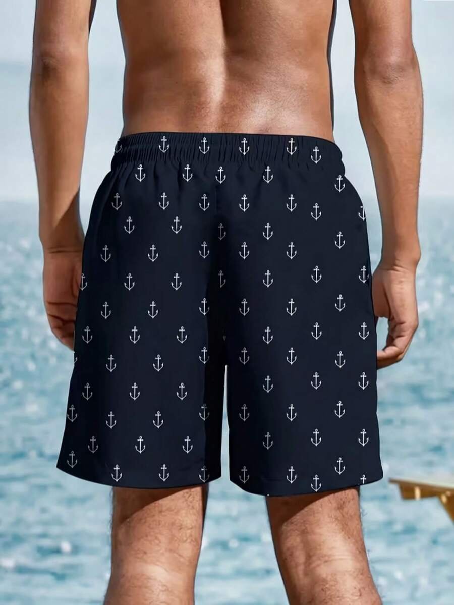 Pantalones cortos de playa con cordón y estampado de ancla - Imagen 2