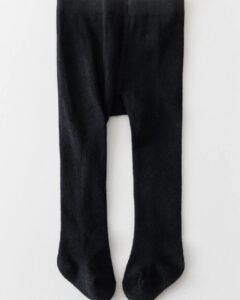 1 pieza Medias de color negro sólido para niñas pequeños