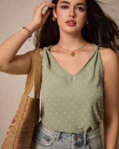 Camiseta sin mangas de unicolor para mujer