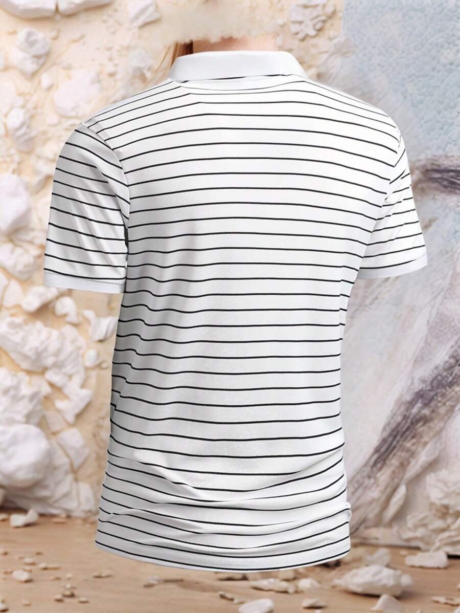 Camisa tipo polo con cuello a rayas para hombre - Imagen 2