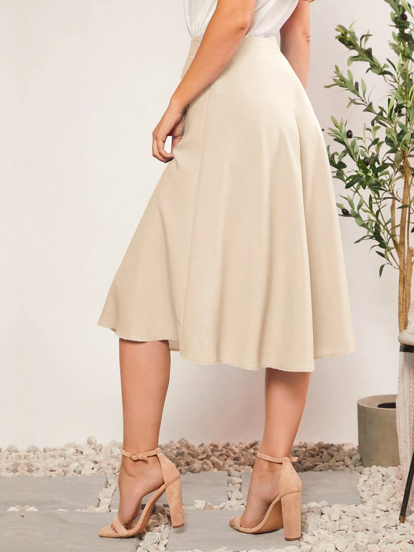 Falda casual de unicolor para mujer, adecuada - Imagen 2