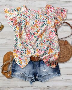 Blusa de corte regular con estampado floral menudo