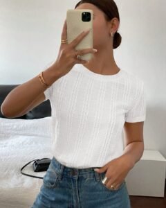 Camiseta de manga corta de unicolor casual