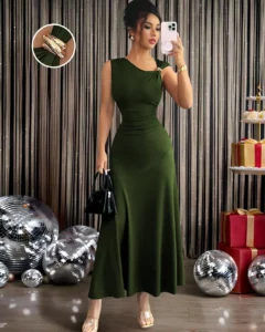 Vestido casual y elegante para mujer con cuello asimétrico