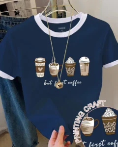 Camiseta de manga larga con cuello redondo y bloque de color con estampado