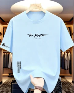 Camiseta de cuello redondo de manga corta con estampado informal
