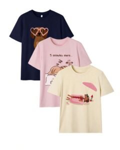 Camiseta de cuello redondo con estampado lindo