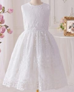 Vestido de fiesta casual y versátil para niñas con cuello redondo sin mangas
