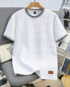 Camiseta de punto jacquard de unicolor con textura