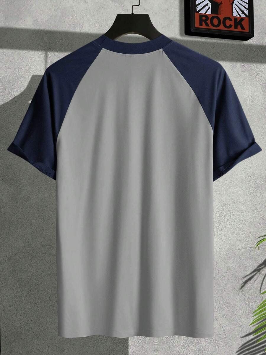 Camiseta de color combinado de manga raglán con diseño de parche - Imagen 2