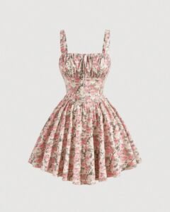 Vestido de flores para vacaciones de primavera con estampado floral en todo el vestido