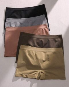5 piezas Boyshorts unicolor de cintura elástica