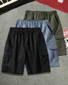 Pantalón corto deportivo para adolescente con estilo fresco y holgado y múltiples bolsillos