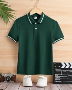 Camiseta polo de manga corta con cuello de un solo color