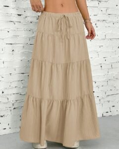 Falda de verano para mujer de unicolor y textura casual
