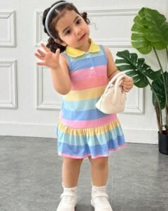 Vestido camisero informal para niña con ajuste ceñido