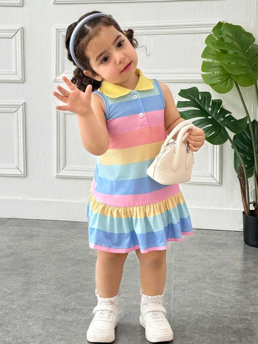 Vestido camisero informal para niña con ajuste ceñido