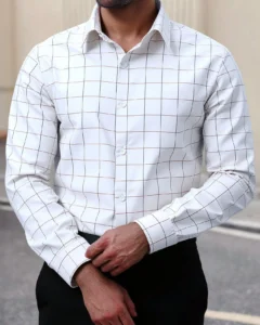 Camisa casual de manga larga con botones delanteros y estampado a cuadros