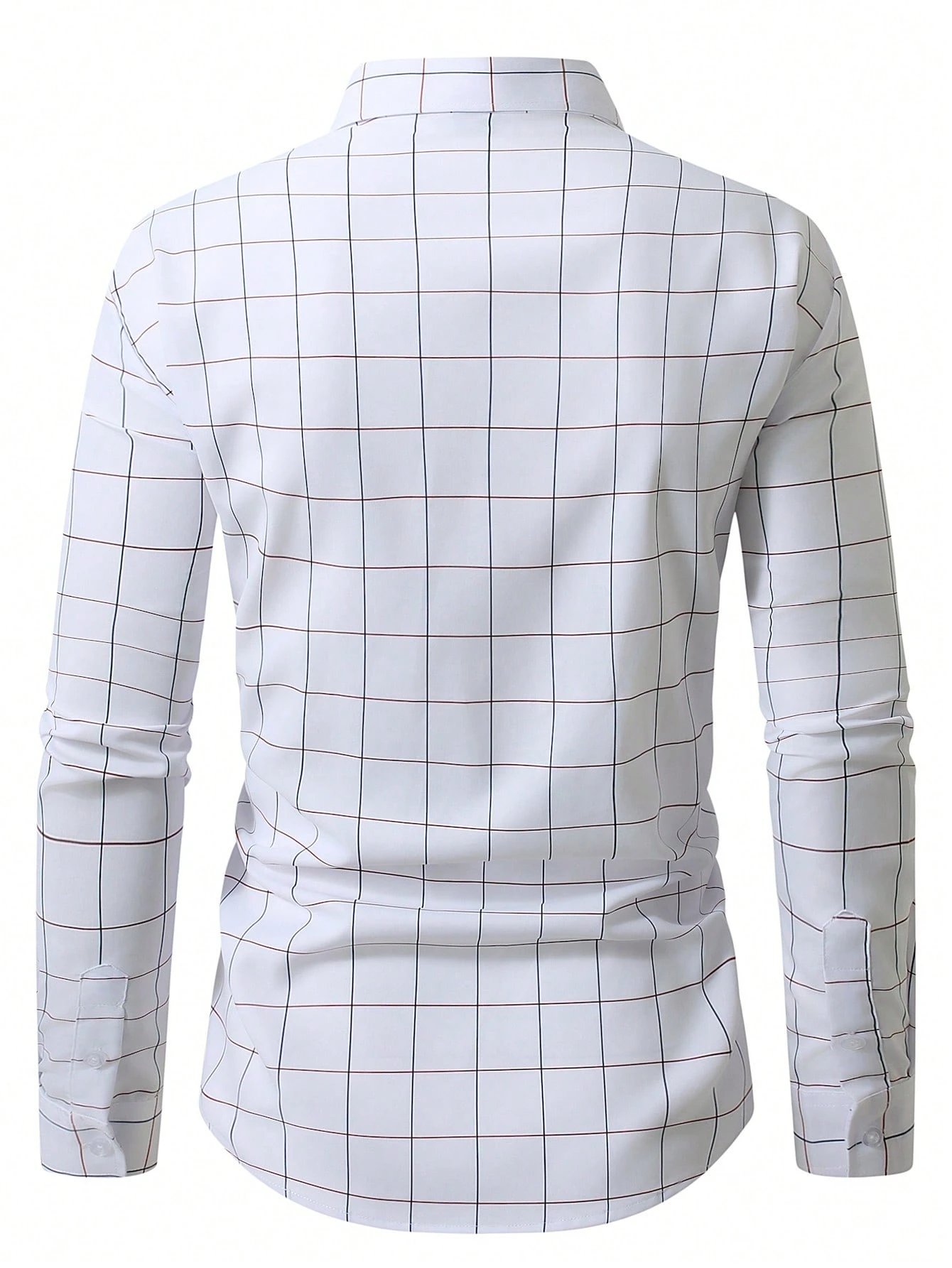 Camisa casual de manga larga con botones delanteros y estampado a cuadros - Imagen 2
