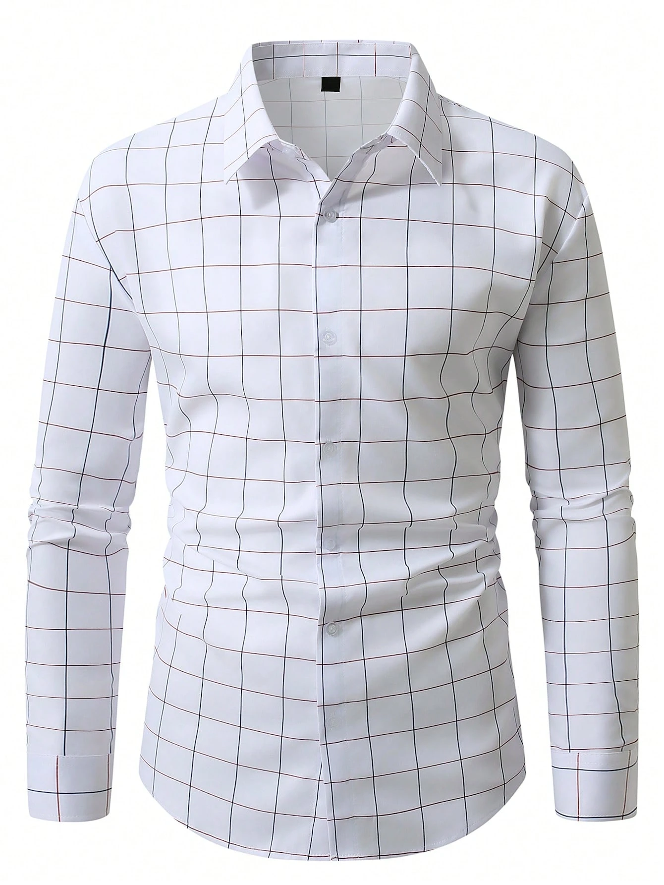 Camisa casual de manga larga con botones delanteros y estampado a cuadros - Imagen 3