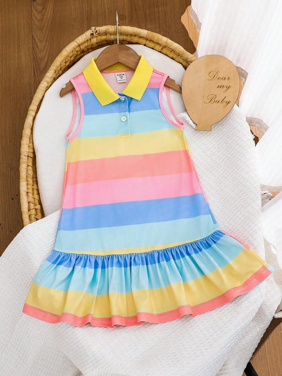 Vestido camisero informal para niña con ajuste ceñido - Imagen 3
