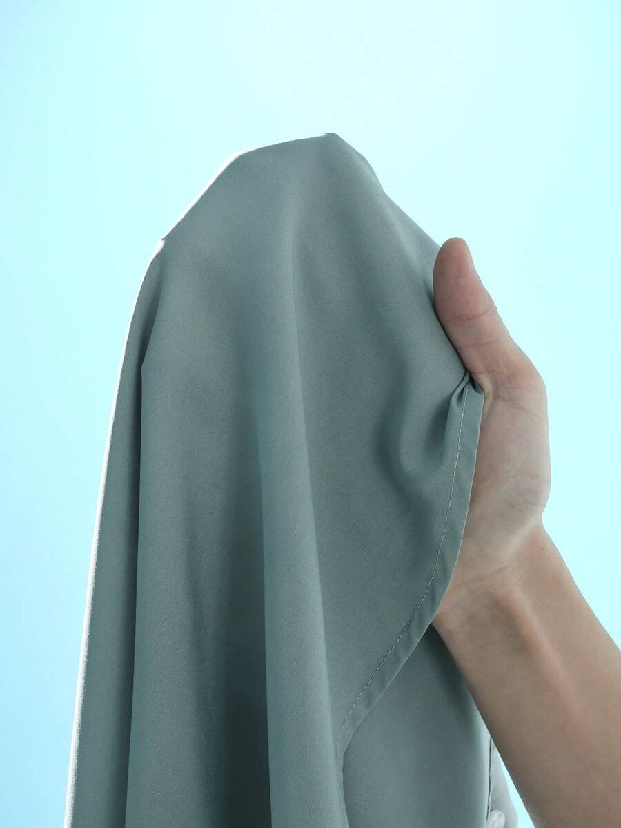 Camisa de manga corta casual de un solo pecho con bolsillo de unicolor - Imagen 3