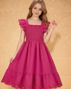 Vestido casual con volantes en el bajo unicolor