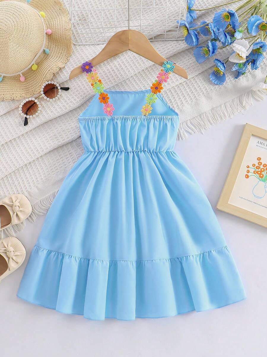 Vestido sin mangas con bordado floral lindo y dulce - Imagen 2