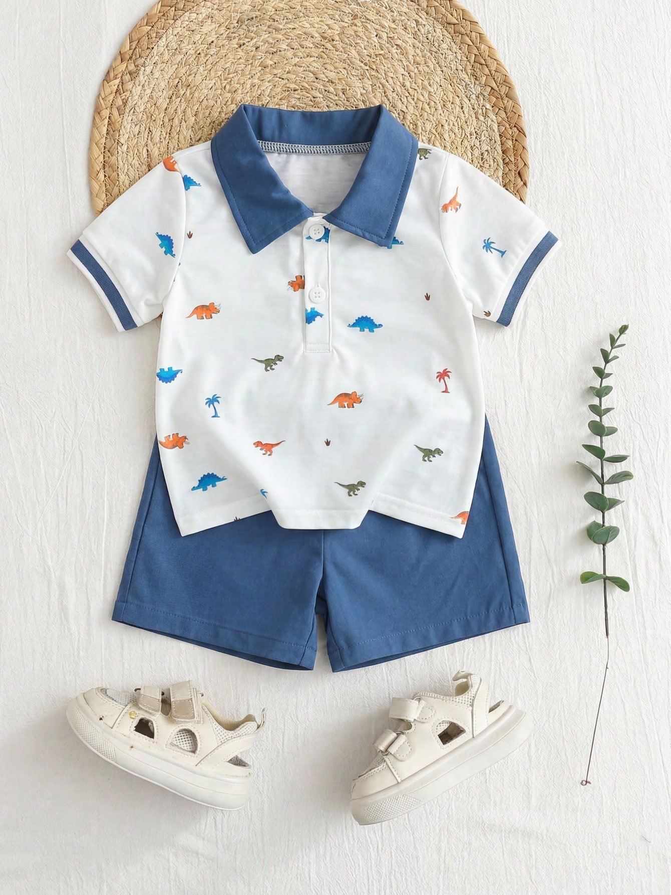 Camiseta con Estampado de Dinosaurio Cuello Solapa Tela Cómoda - Imagen 3