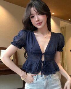 Vestido camisa de manga corta con lazo frontal, estilo casual de calle