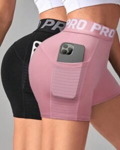 Pantalón corto deportivo de yoga con bolsillo lateral elástico y ajustado