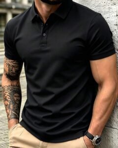 Camisa Polo de Tela Ligera de Verano para Hombre | Ajuste Ceñido Manga Corta