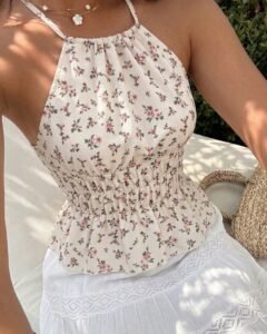 Top corta de mujer para verano, casual, estilo campestre,
