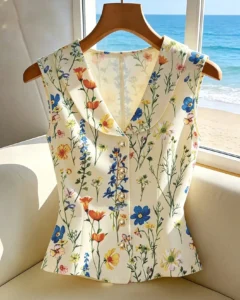 Top elegante sin mangas amarillo, top de verano chic & estilizante