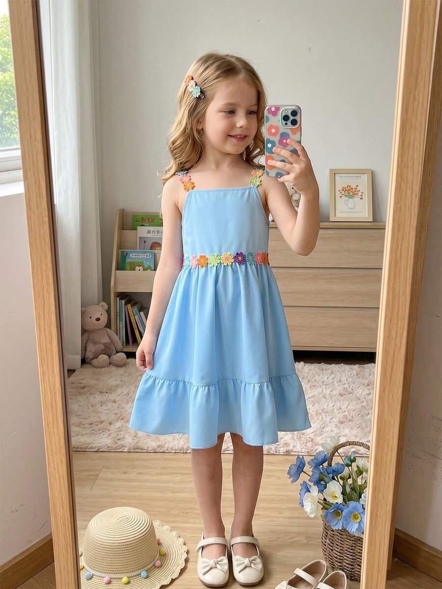 Vestido sin mangas con bordado floral lindo y dulce - Imagen 3