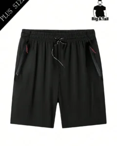 Pantalón corto recto elástico de talla grande para hombres