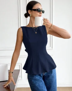 Blusa sin mangas con lazo en la espalda de unicolor
