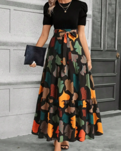 Vestido elegante de línea A para mujer KeKe Bloomly con mangas abullonadas,