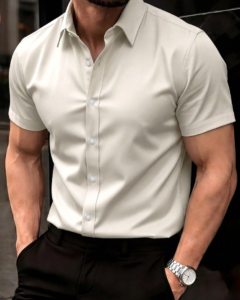 Camisa de manga corta de un solo pecho de unicolor