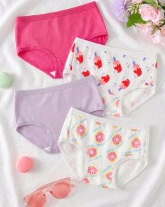 Bragas con estampado de rosales rojos, morados y blancos de donas y helados