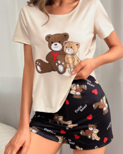 Conjunto De Pijama Con Estampado De Oso