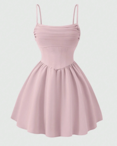 Vestido de tirantes de unicolor con diseño plisado de moda