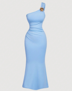 Vestido elegante con tirantes de espagueti y cintura plisada (copia)