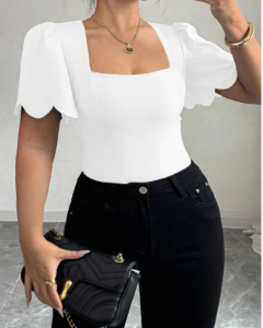 Blusa ajustada de verano para mujer de talla grande, elegante y chic